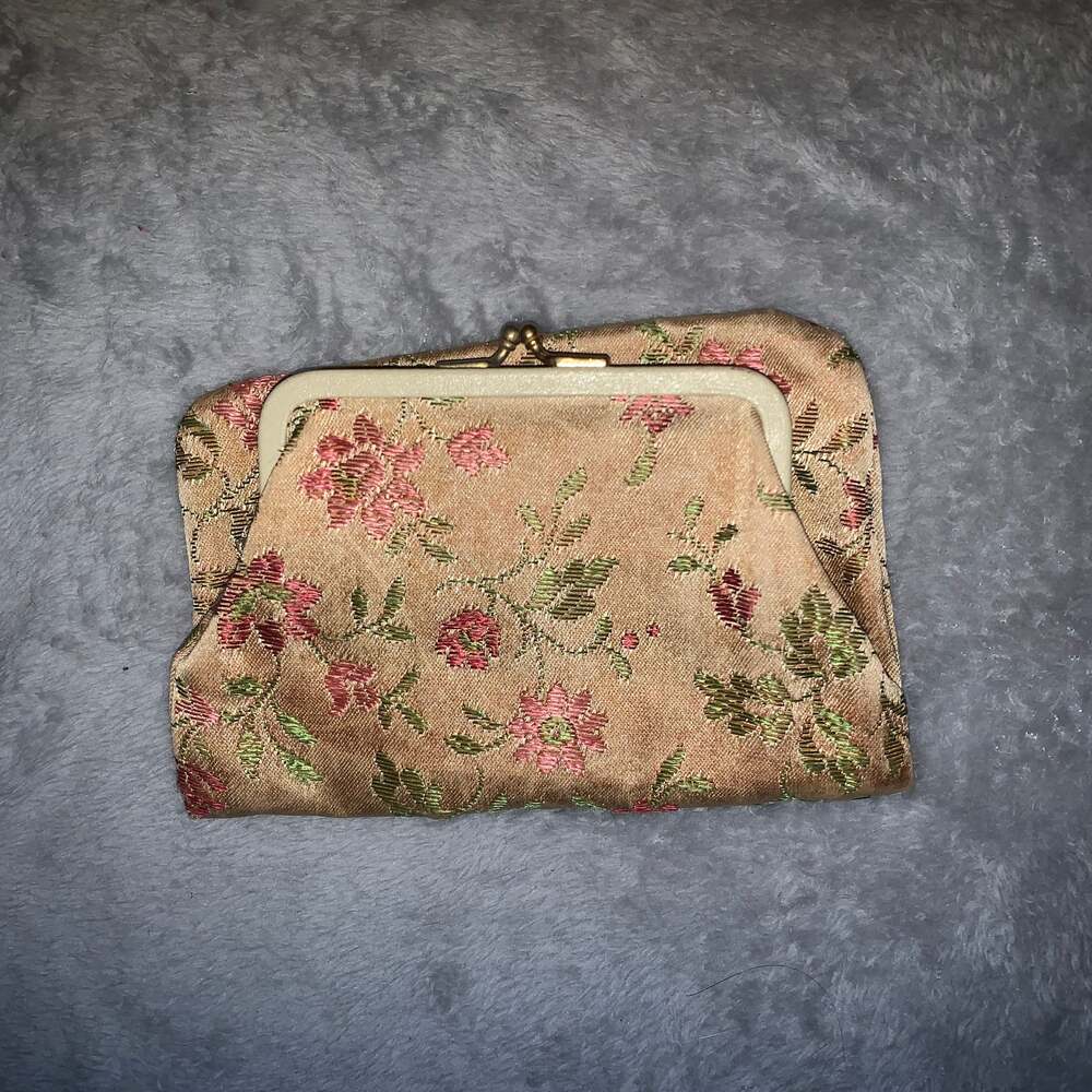 Vintage Floral Brocade Foldover Clutch w/coin purse